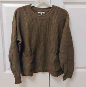 Madewell Harper Patch Pocket Sweater in Olive Green - Size Medium - NWOT